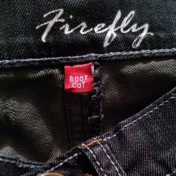 Firefly Dark Wash Boot Cut White Leather Jeans 4 - Picture 5 of 7